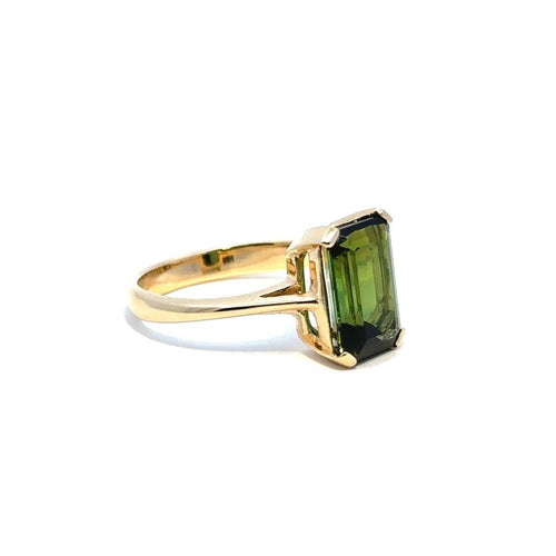 Bague 54 Infinity Green - Bague solitaire en or jaune 18k et tourmaline verte 58 Facettes 50459