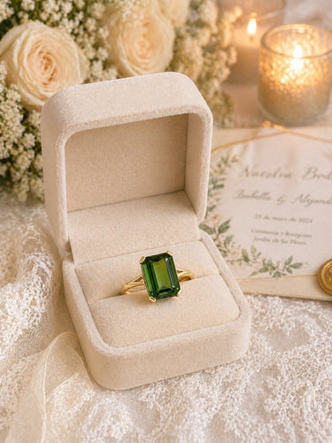Bague 54 Infinity Green - Bague solitaire en or jaune 18k et tourmaline verte 58 Facettes 50459