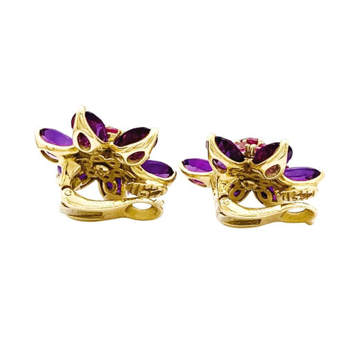 Boucles d'oreilles Boucles d'oreilles Van Cleef & Arpels, "Fleurs d'Hawaï", or jaune, améthyste, saphirs roses. 58 Facettes 35511