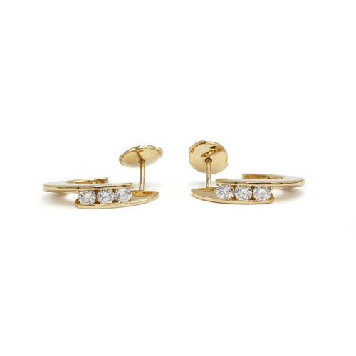 Boucles d'oreilles Boucles d'oreilles demi-créoles en or jaune 750‰ et diamants 58 Facettes 260119R