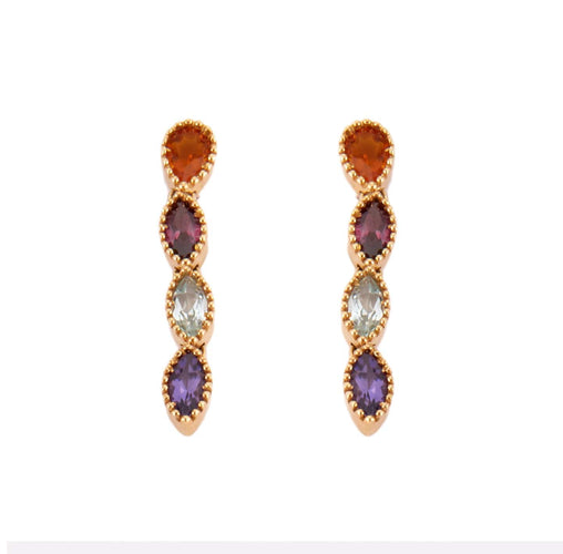 Boucles d'oreilles Boucles d'oreilles navette en or jaune et pierres fines 58 Facettes BO/220165