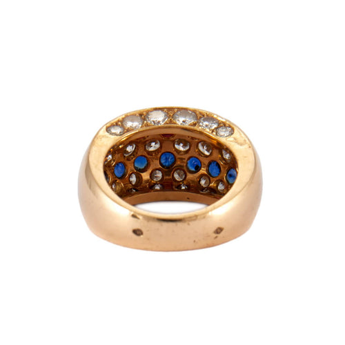 Bague 54 Bague jonc en or jaune, rubis et saphirs 58 Facettes BO/220013/