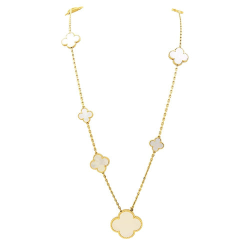 Collier Sautoir Van Cleef & Arpels, "Magic Alhambra", or jaune et nacre. 58 Facettes 35553