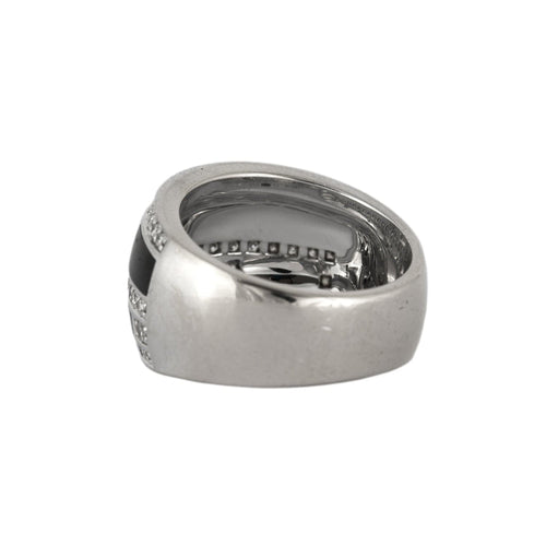 Bague 51.5 Bague jonc émaillée en or blanc et diamants 58 Facettes BO/230029 RIV