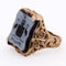 Bague 62 Bague chevalière ancienne - Or jaune 18 ct et sardoine gravée armoiries 58 Facettes AN640 '(04429)