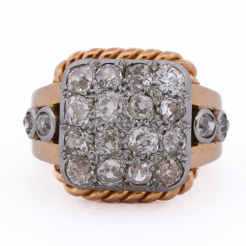 Bague 49 Bague Art déco en or jaune 18 ct et platine avec diamants 58 Facettes AN 643 '(00319)