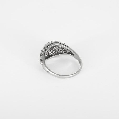 Bague 53 Bague dôme en or gris diamant taille ancienne 0.25 et diamants taillés en rose 58 Facettes 260087