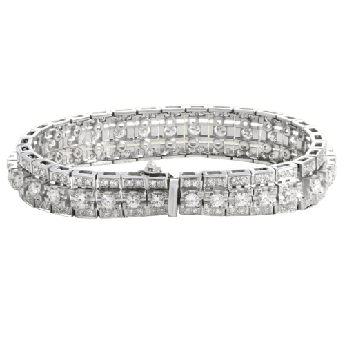 Bracelet Bracelet 1950 - Bracelet manchette en or blanc et diamants 58 Facettes OC-62100144