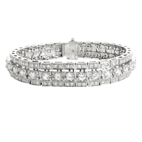 Bracelet Bracelet manchette 1950 en or blanc et diamants 58 Facettes OC-62100144
