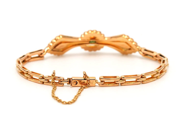 Bracelet Bracelet Art nouveau en or jaune 18 carats, émeraudes et perles 58 Facettes 23682