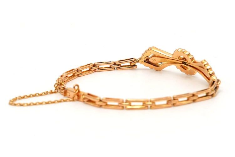 Bracelet Bracelet Art nouveau en or jaune 18 carats, émeraudes et perles 58 Facettes 23682
