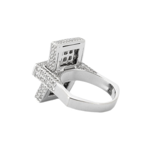 Bague 63 Bague rectangulaire en or blanc et diamants 58 Facettes BO/230027 RIV
