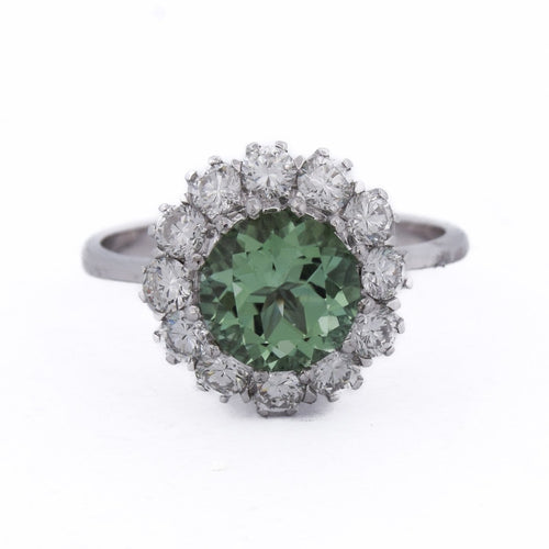 Bague 55 Bague en or blanc 18 ct avec tourmaline et diamants 58 Facettes AN584 (00319)