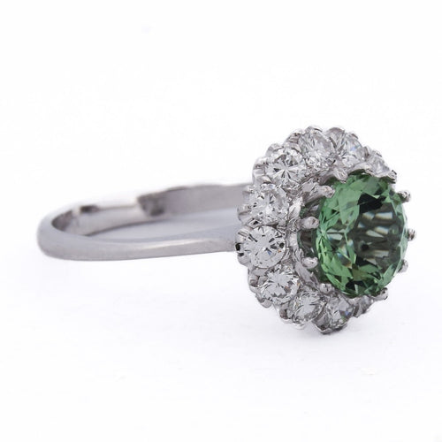 Bague 55 Bague en or blanc 18 ct avec tourmaline et diamants 58 Facettes AN584 (00319)