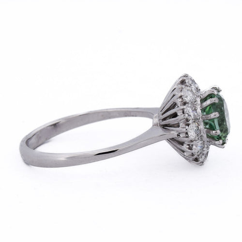 Bague 55 Bague en or blanc 18 ct avec tourmaline et diamants 58 Facettes AN584 (00319)