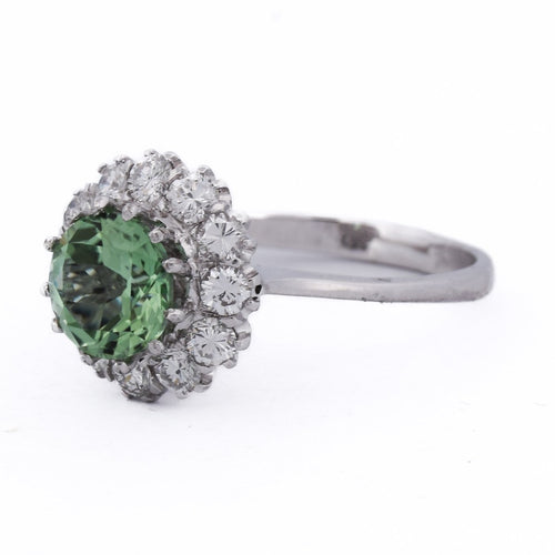 Bague 55 Bague en or blanc 18 ct avec tourmaline et diamants 58 Facettes AN584 (00319)
