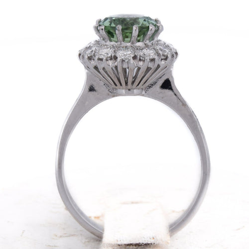 Bague 55 Bague en or blanc 18 ct avec tourmaline et diamants 58 Facettes AN584 (00319)