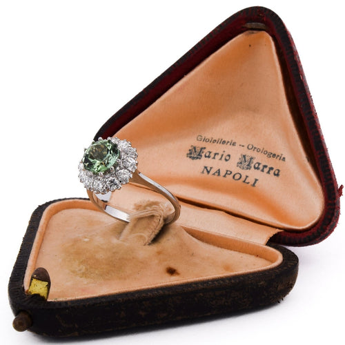 Bague 55 Bague en or blanc 18 ct avec tourmaline et diamants 58 Facettes AN584 (00319)