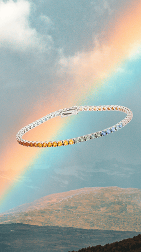 Bracelet Bracelet Tennis - Bracelet en or gris 18 carats saphirs arc-en-ciel 58 Facettes BRA109