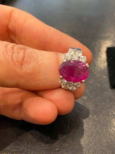 Bague 55 Bague - Rubis 5,23 ct en platine et diamants 58 Facettes LP199/168