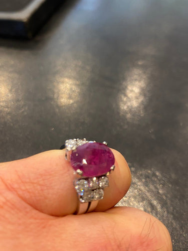 Bague 55 Bague - Rubis 5,23 ct en platine et diamants 58 Facettes LP199/168