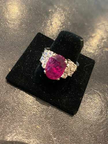 Bague 55 Bague - Rubis 5,23 ct en platine et diamants 58 Facettes LP199/168