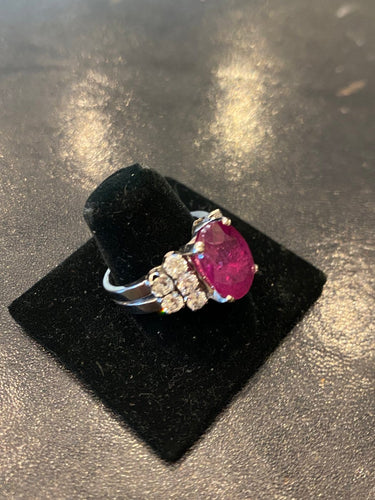Bague 55 Bague - Rubis 5,23 ct en platine et diamants 58 Facettes LP199/168