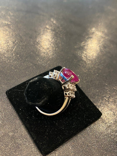 Bague 55 Bague - Rubis 5,23 ct en platine et diamants 58 Facettes LP199/168