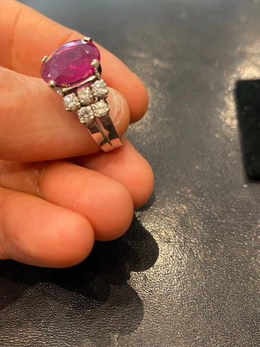 Bague 55 Bague - Rubis 5,23 ct en platine et diamants 58 Facettes LP199/168