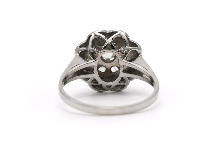 Bague 56 Bague Art déco sertie de diamants taille rose en or blanc 18 carats 58 Facettes B866