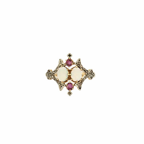 Bague 52 Bague en or jaune opales et rubis 58 Facettes BO/230129