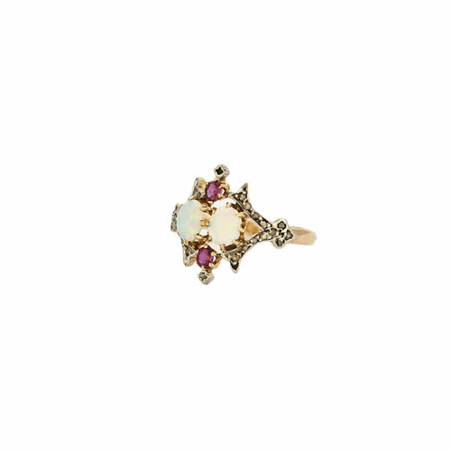 Bague 52 Bague en or jaune opales et rubis 58 Facettes BO/230129