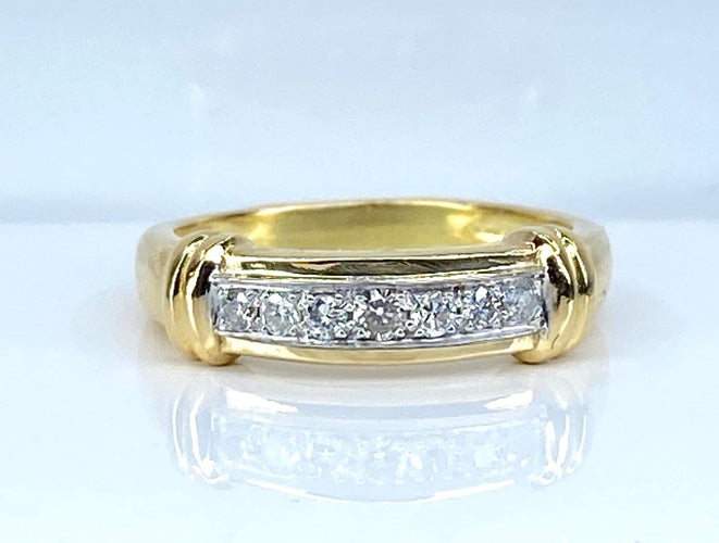 Bague 55 Bague jonc - Or jaune 18 carats et diamants 58 Facettes AB721