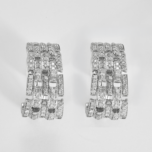 Boucles d'oreilles Boucles d'oreilles en or blanc mailles en diamants. 58 Facettes BOPANTDTSG