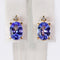 Earrings - 18 ct yellow gold with natural tanzanites and diamonds 