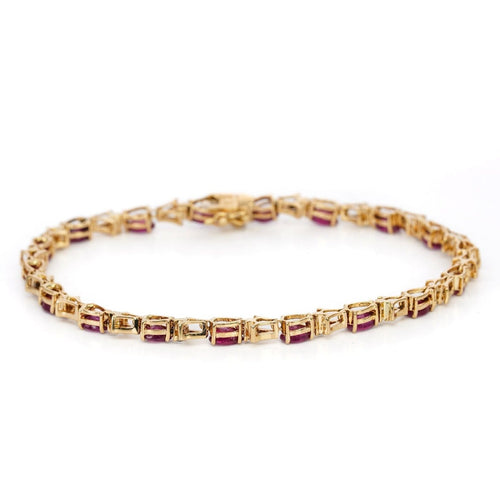 Bracelet Crimson Éclat - Bracelet en or jaune 18 ct avec rubis naturels et diamants 58 Facettes B001