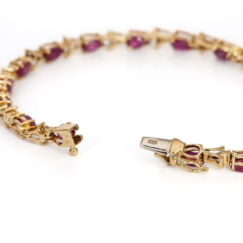 Bracelet Crimson Éclat - Bracelet en or jaune 18 ct avec rubis naturels et diamants 58 Facettes B001