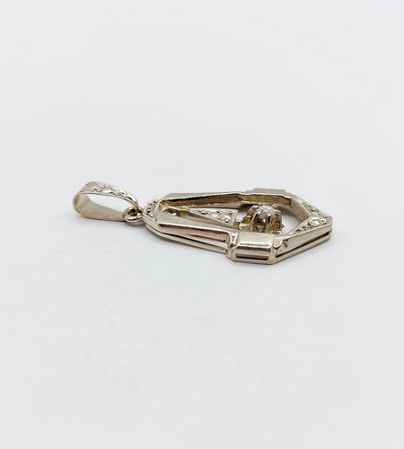 Pendentif Pendentif Art déco en or blanc 18k, platine et diamant taille rose 58 Facettes A07145