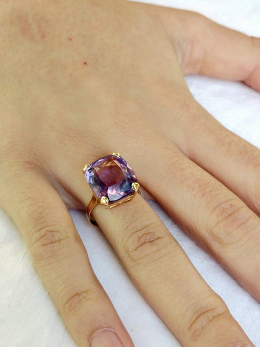 Bague 57 Bague - Améthyste coussin en or rose 18 carats 58 Facettes id: 1758450