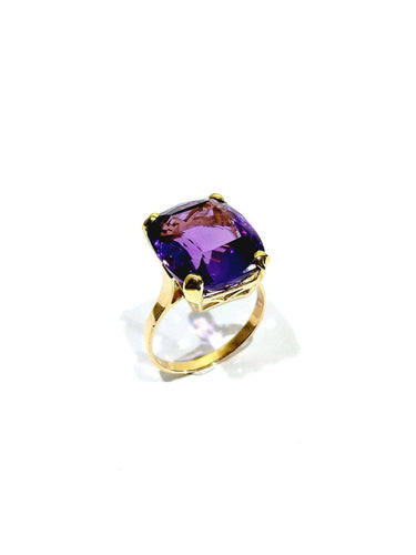 Bague 57 Bague - Améthyste coussin en or rose 18 carats 58 Facettes id: 1758450
