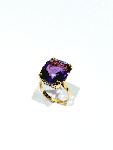 Bague 57 Bague - Améthyste coussin en or rose 18 carats 58 Facettes id: 1758450