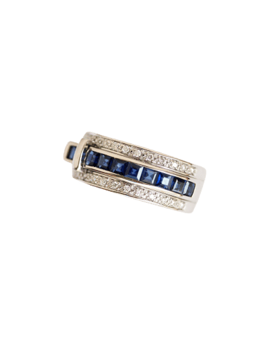 Bague 54 Guy Laroche - Bague bandeau Ceinture en or blanc, saphirs et diamants 58 Facettes C2259