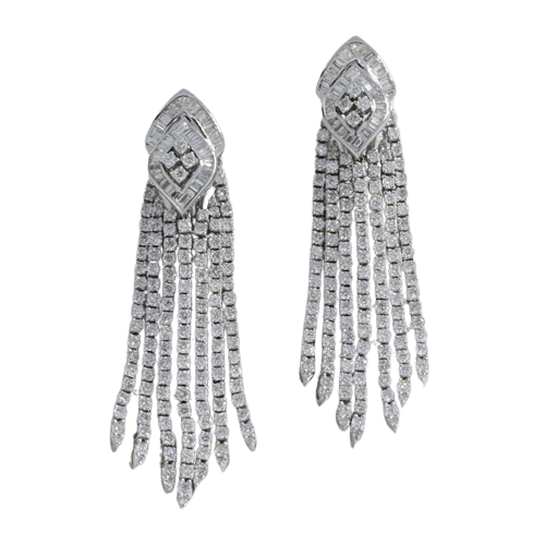 Boucles d'oreilles Boucles d'oreilles pendantes en or blanc et diamants 58 Facettes 66000183