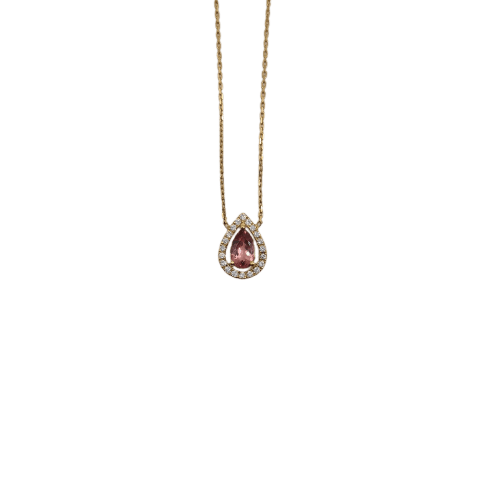 Collier Collier en or jaune 18k serti d’une tourmaline poire et diamants 58 Facettes #BT