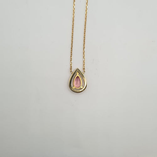 Collier Collier en or jaune 18k serti d’une tourmaline poire et diamants 58 Facettes #BT