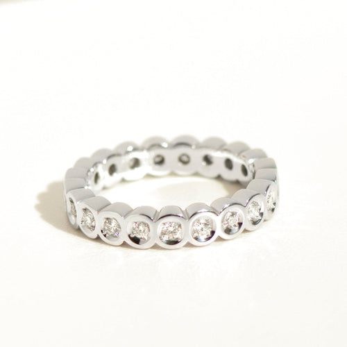 Bague 54 Bague Memory - Anneau complet en or blanc 585 avec 21 diamants 58 Facettes
