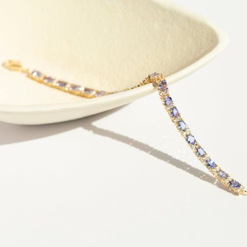 Bracelet Bracelet vintage - Tansanites et diamants en or jaune 750 58 Facettes