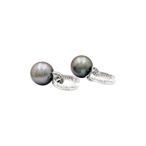 Boucles d'oreilles Boucles d'oreilles perles de Tahiti et diamants. 58 Facettes 35540