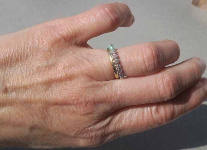 Bague 54 Bague alliance perléee - Bague en platine et diamants 58 Facettes Bague
