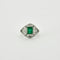 Art Deco - Ring i Platin, smaragd og diamanter 
